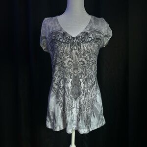 Ed Hardy Gray Graphic Tee